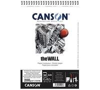 CANSON The Wall Marker 200gsm A4 Paper, Extra Smooth, Spiral Pad Short Side, 30 White Sheets, Ideal for Professional Artists & Illustrators