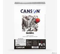 CANSON The Wall Marker 200gsm A4 Paper, Extra Smooth, Spiral Pad Short Side, 30 White Sheets, Ideal for Professional Artists & Illustrators