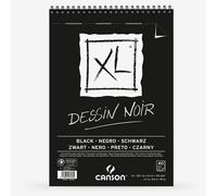 CANSON XL Black Drawing 150gsm A3 Paper, Double Sided: Grained & Smooth, Spiral Pad Short Side, 40 Black Sheets, Ideal for Professional Artists & Illustrators