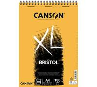 CANSON XL Bristol 180gsm A4 Paper, Very Smooth, Spiral Pad Short Side, 50 Extra White Sheets, Ideal for Professional Artists & Illustrators