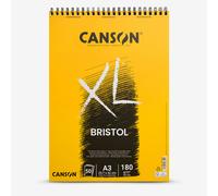 CANSON XL Bristol 180gsm A3 Paper, Very Smooth, Spiral Pad Short Side, 50 Extra White Sheets, Ideal for Professional Artists & Illustrators