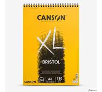 CANSON XL Bristol 180gsm A3 Paper, Very Smooth, Spiral Pad Short Side, 50 Extra White Sheets, For Professional Artists & Illustrators