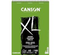 CANSON XL Drawing 160gsm A3 Paper, Light Grain, Spiral Pad Short Side, 50 White Sheets, Ideal for Professional Artists & Illustrators
