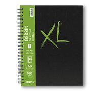 CANSON XL Drawing 160gsm A4 Paper, Light Grain, Spiral Pad Long Side, 60 White Sheets, Ideal for Professional Artists & Students