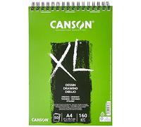 CANSON XL Drawing 160gsm A4 Paper, Light Grain, Spiral Pad Short Side, 50 White Sheets, Ideal for Professional Artists & Illustrators