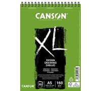 CANSON XL Drawing 160gsm A5 Paper, Light Grain, Spiral Pad Short Side, 30 White Sheets, Ideal for Professional Artists & Illustrators