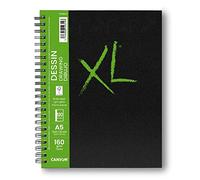 CANSON XL Drawing 160gsm A5 Paper, Light Grain, Spiral Pad Long Side, 60 White Sheets, Ideal for Professional Artists & Students