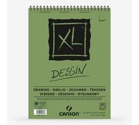 CANSON XL Drawing 160gsm A3 Paper, Light Grain, Spiral Pad Short Side, 50 White Sheets, Ideal for Professional Artists & Illustrators