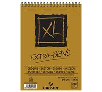 CANSON XL Extra White Sketch 90gsm A5 Paper, Fine Grain, Spiral Pad Short Side, 60 Sheets, Ideal for Professional Artists & Students