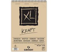 CANSON XL Kraft 90gsm A4 Paper, Laid, Spiral Pad Short Side, 60 Sheets, Ideal for Professional Artists & Illustrators