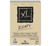 CANSON XL Kraft 90gsm A5 Paper, Laid, Spiral Pad Short Side, 40 Sheets, Ideal for Professional Artists & Illustrators