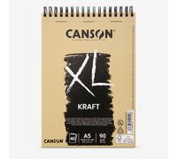 CANSON XL Kraft 90gsm A5 Paper, Laid, Spiral Pad Short Side, 40 Sheets, Ideal for Professional Artists & Illustrators