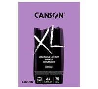 CANSON XL Marker 70gsm A4 Paper, Very Smooth, Pad Glued Short Side, 100 Extra White Sheets, Ideal for Professional Artists & Illustrators