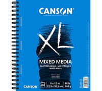 Canson XL Series Mixed Media Pad, Side Wire, 9x12 inches, 60 Sheets - Heavyweight Art Paper for Watercolor, Gouache, Marker, Painting, Drawing, Sketching
