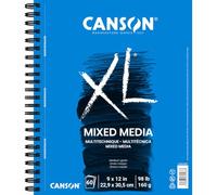 Canson XL Mix Media Pad 9x12, 98 lbs | Side Wirebound Pad, 60 Sheets (98lb/160g) Heavyweight Art Paper for Watercolor, Gouache, Marker, Painting, Drawing, Sketching