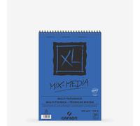 CANSON XL Textured Mixed Media 300gsm A5 Paper, Medium Grain, Spiral Pad Short Side, 15 White Sheets, Ideal for Professional Artists & Illustrators