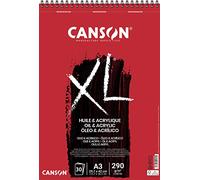 CANSON XL Oil & Acrylic 290gsm A3 Paper, Heavyweight, Spiral Pad Short Side, 30 Sheets, Ideal for Professional Artists & Students