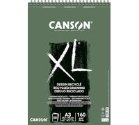 CANSON XL Recycled Drawing 160gsm A3 Paper, Fine Honeycomb Grain, Spiral Pad Short Side, 50 White Sheets, Ideal for Professional Artists & Illustrators