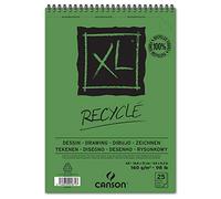 CANSON XL Recycled Drawing 160gsm A5 Paper, Fine Honeycomb Grain, Spiral Pad Short Side, 25 White Sheets, Ideal for Professional Artists & Illustrators
