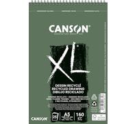 CANSON XL Recycled Drawing 160gsm A5 Paper, Fine Honeycomb Grain, Spiral Pad Short Side, 25 White Sheets, For Professional Artists & Illustrators