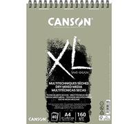 CANSON XL Sand Grain Dry Mixed Media 160gsm A4 Paper, Sand Finish, Spiral Pad Short Side, 40 Grey Sheets, Ideal for Professional Artists & Illustrators