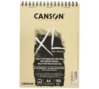 CANSON XL Sand Grain Dry Mixed Media 160gsm A4 Paper 40 Natural Sheets | Sand Finish, Spiral Pad Short Side, For Professional Artists, Students & Illustrators