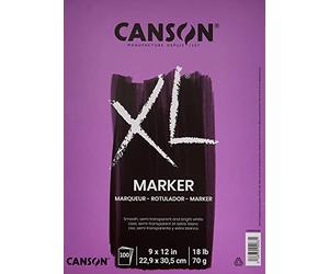 Canson XL Series Marker Paper Pad, Semi Translucent for Pen, Pencil or Marker, Fold Over, 18 Pound, 9 x 12 Inch, White, 100 Sheets (400023336)