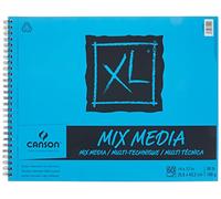 Canson XL Series Mix Paper Pad, Heavyweight, Fine Texture, Heavy Sizing for Wet and Dry Media, Side Wire Bound, 98 Pound, 14 x 17 in, 60 Sheets, 0, 14_x_17_cm