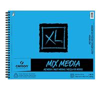 Canson XL Series Mix Paper Pad, Heavyweight, Fine Texture, Heavy Sizing for Wet and Dry Media, Side Wire Bound, 98 Pound, 14 x 17 in, 60 Sheets, 0, 14_x_17_cm