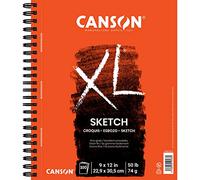 Canson XL Series Paper Sketch Pad for Charcoal, Pencil and Pastel Chalk, 50 Lb, 9 x 12 Inch, 100 Sheets, White, 9" x 12"