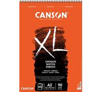 CANSON XL Sketch 90gsm A2 Paper, Fine Grain, Spiral Pad Short Side, 60 Sheets, Ideal for Professional Artists & Students
