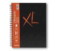 CANSON XL Sketch 90gsm A4 Paper, Fine Grain, Spiral Pad Long Side, 100 Sheets, Ideal for Professional Artists & Students