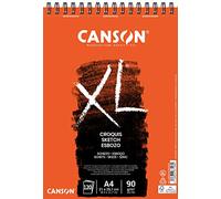 CANSON XL Sketch 90gsm A4 Paper, Fine Grain, Spiral Pad Short Side, 120 Ivory Sheets, Ideal for Professional Artists & Illustrators