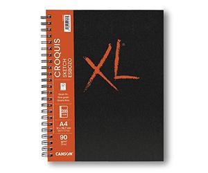 CANSON XL Sketch 90gsm A4 Paper Pad 100 Sheets | Fine Grain, Spiral Pad, For Professional Artists & Students
