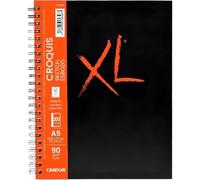 CANSON XL Sketch 90gsm A5 Paper, Fine Grain, Spiral Pad Long Side, 100 Sheets, Ideal for Professional Artists & Students