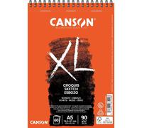 CANSON XL Sketch 90gsm A5 Paper, Fine Grain, Spiral Pad Long Side, 60 Ivory She