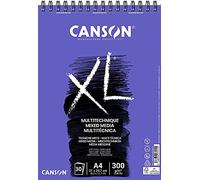 CANSON XL Textured Medium Grain 300gsm A4 Mixed Media White Paper Pad, 30 Sheets, Ideal for Professional Artists & Students