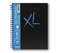 CANSON XL Textured Mixed Media 160gsm A5 Paper, Medium Grain, Spiral Pad Long Side, 60 White Sheets, Ideal for Professional Artists & Students