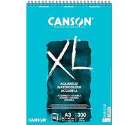 CANSON XL Watercolour 300gsm A3 Paper CP 30 White Sheets | Cold Pressed, Spiral Pad, For Professional Artists & Students