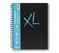 CANSON XL Watercolour 300gsm A4 Cold Pressed Paper, Spiral Pad Long Side, 34 Sheets, Ideal for Professional Artists & Students