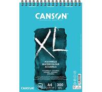 CANSON XL Watercolour 300gsm A4 Paper, Cold Pressed, Spiral Pad Short Side, 30 White Sheets, Ideal for Professional Artists
