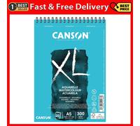 CANSON XL Watercolour 300Gsm A5 Paper, Cold Pressed, Spiral Pad Short Side, 30