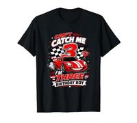 Can't Catch Me Im Three Birthday Boy Race Car Driver Racing Value Graphic T-Shirt, Men, Black, XL