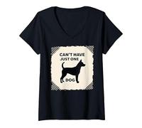 Can't Have Just One Dog - Pet Lover's Humorous V-Neck T-Shirt, Women, Black, L