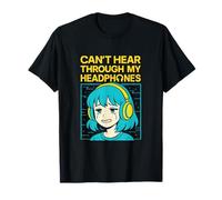 Cant Hear Through My Headphones Vaporwave Anime T-Shirt