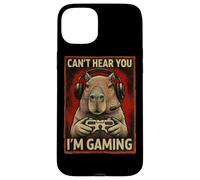 Can't Hear You I'm Gaming Funny Capybara Playing Video Game Case for iPhone 15 Plus