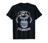 Can't Hear You I'm Gaming I Video Games Merchandise T-Shirt, Men, Black, Large
