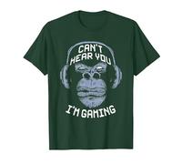 Can't Hear You I'm Gaming I Video Games Merchandise T-Shirt, Men, Dark Green, Large