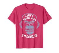 Can't Hear You I'm Gaming I Video Games Merchandise T-Shirt, Men, Red Heather, Large