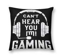 Can't Hear You I'm Gaming Plush Pillow Cover Decorative Cushion Cover for Sofa Bedroom Farmhouse